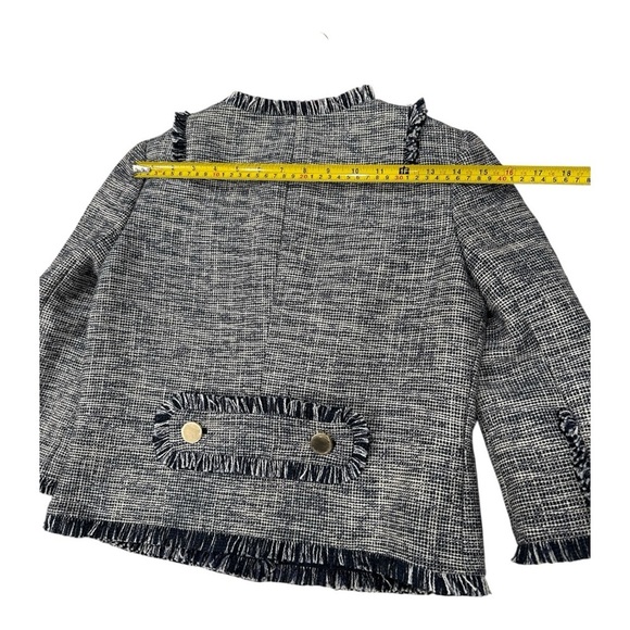 Tory Burch Cream Blue Tweed Jacket Cropped size 0 - Picture 14 of 14